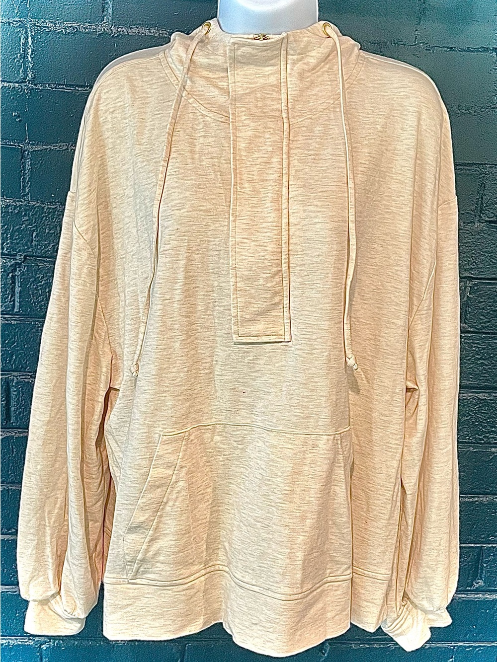 Men's Neutral White Pullover Hoodie Sweater
